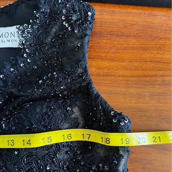 Montage by Mon Cherie sleeveless lace and pleated dress 215915 size 14